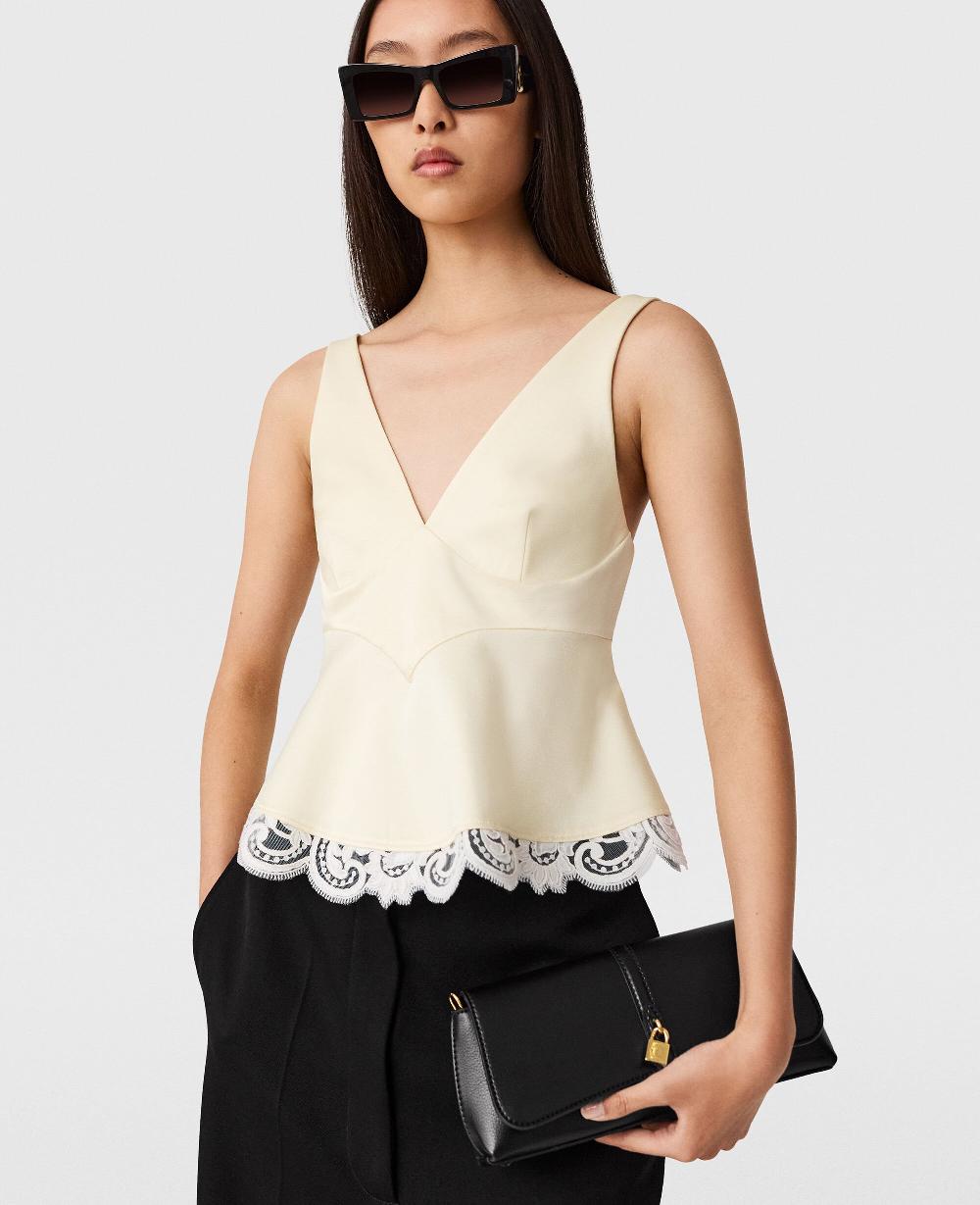 Stella Lace-Trim V-Neck Top