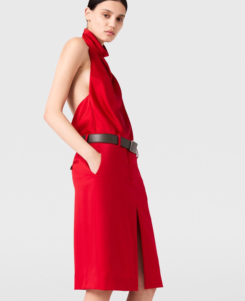 Stella Lace-Trimmed Satin Midi Skirt