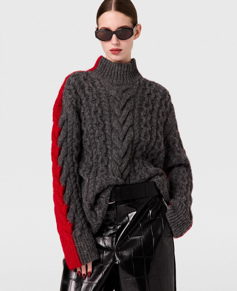 Stella Laced Sleeves Cableknit Turtleneck Sweater