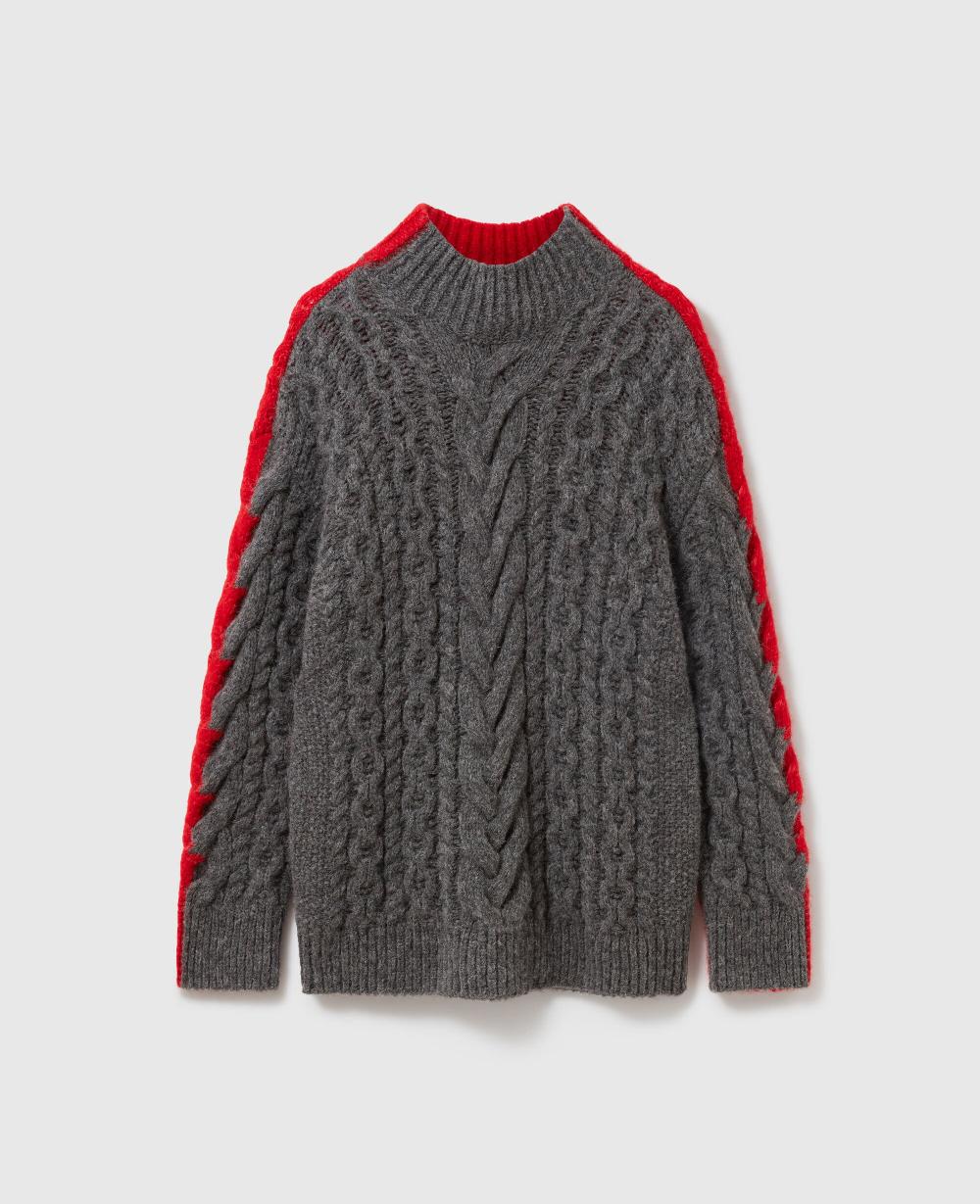 stella Laced Sleeves Cableknit Turtleneck Sweater