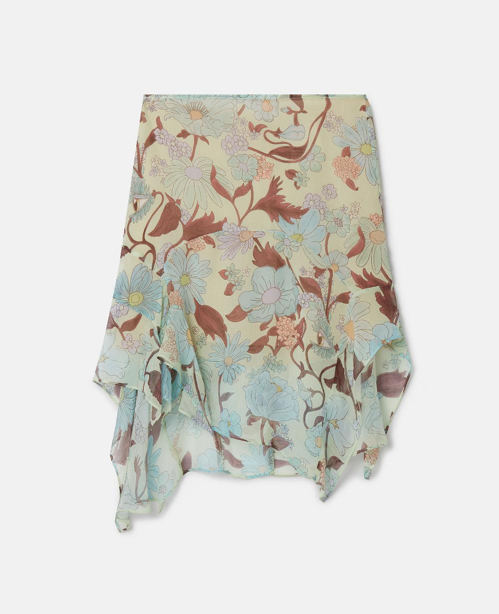 stella Lady Garden Print Silk Chiffon Skirt
