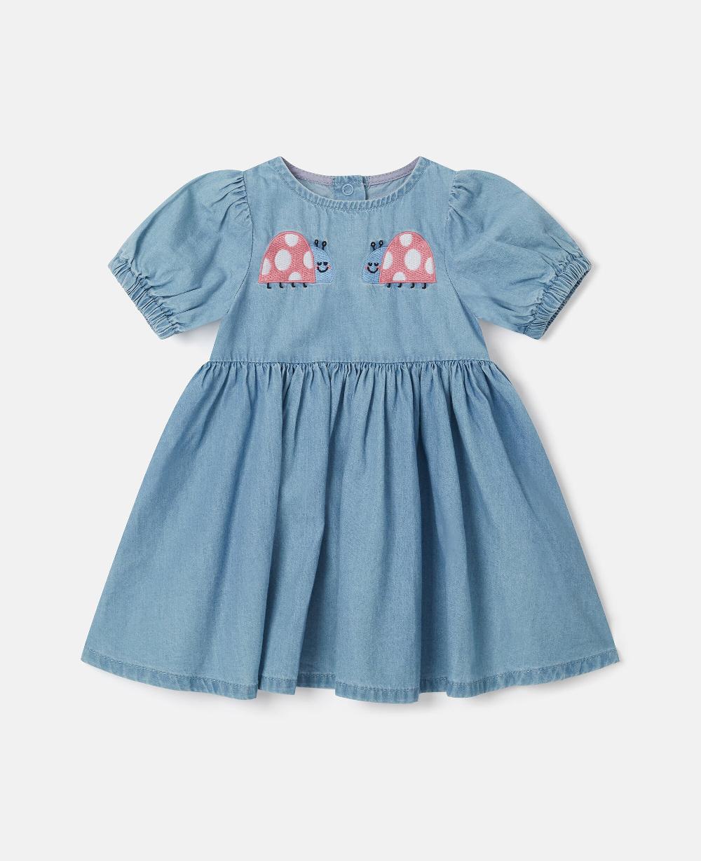 stella Ladybird-Embroidered Denim Dress