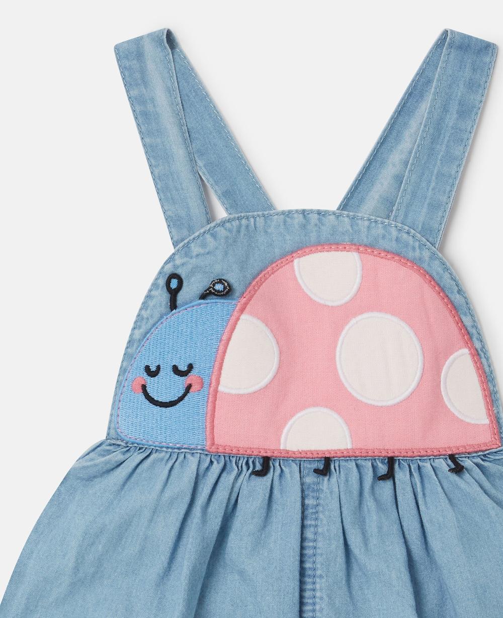 Stella Ladybird-Embroidered Denim Romper