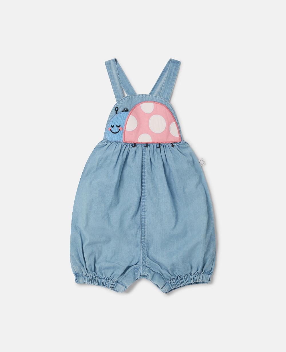 stella Ladybird-Embroidered Denim Romper