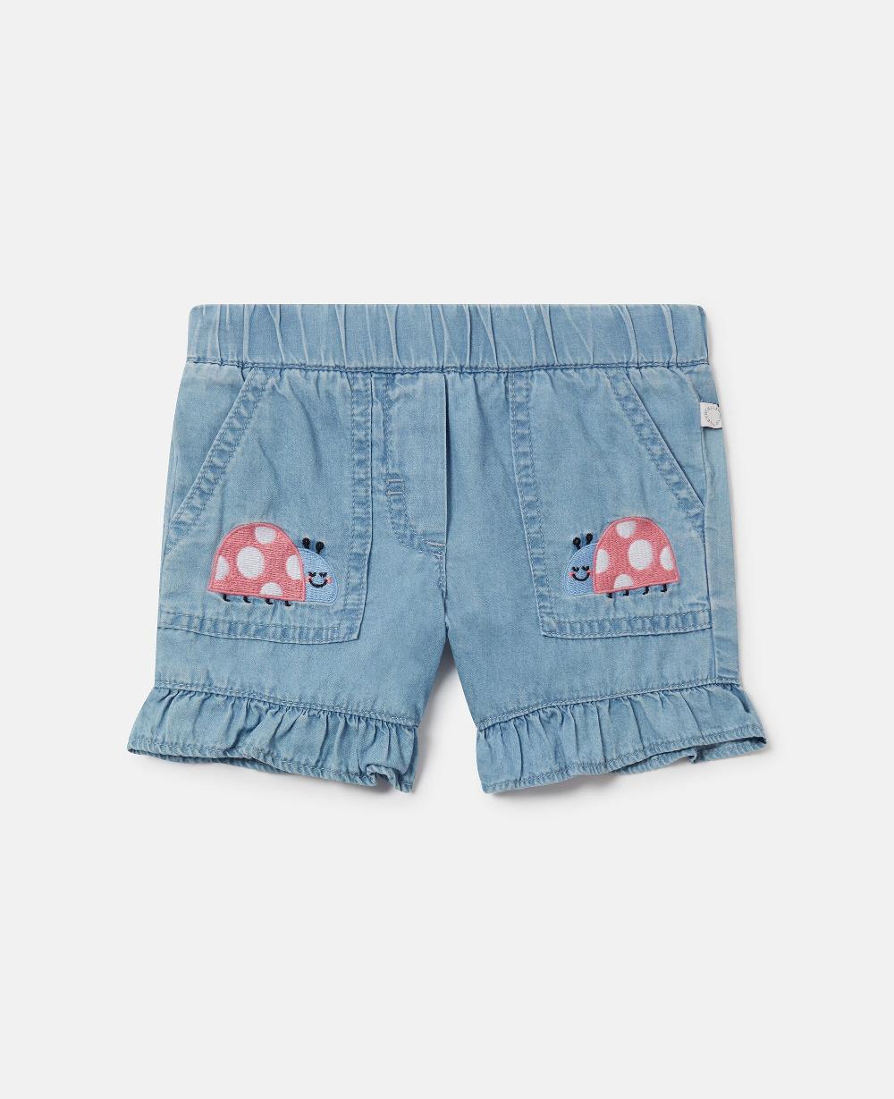 stella Ladybird-Embroidered Denim Shorts