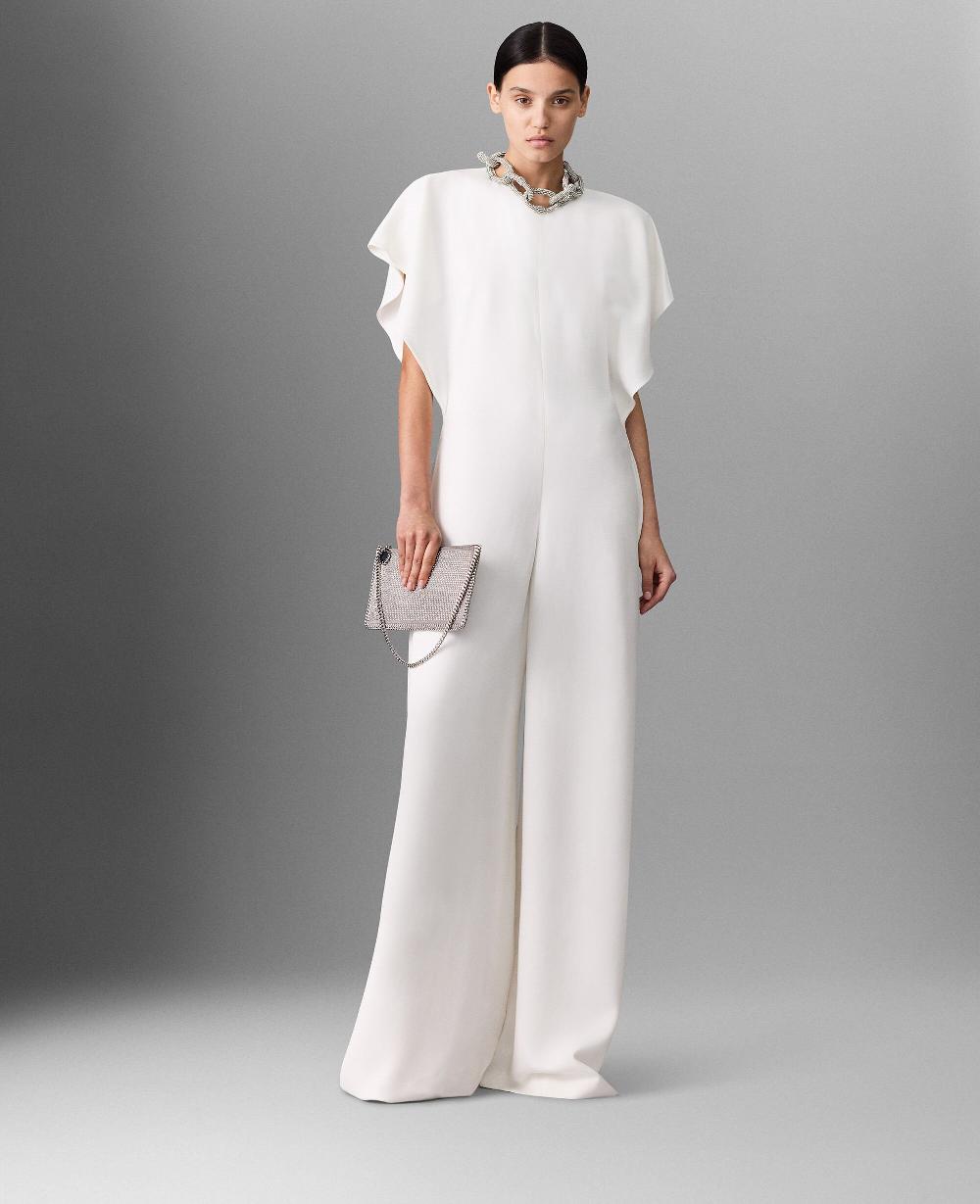 Stella Lead-Free Crystal Chain Cap-Sleeve Jumpsuit