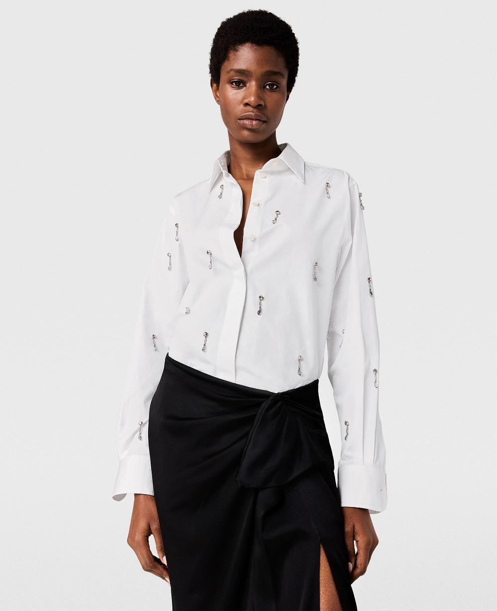 Stella Lead-Free Crystal Embellished Oxford Shirt
