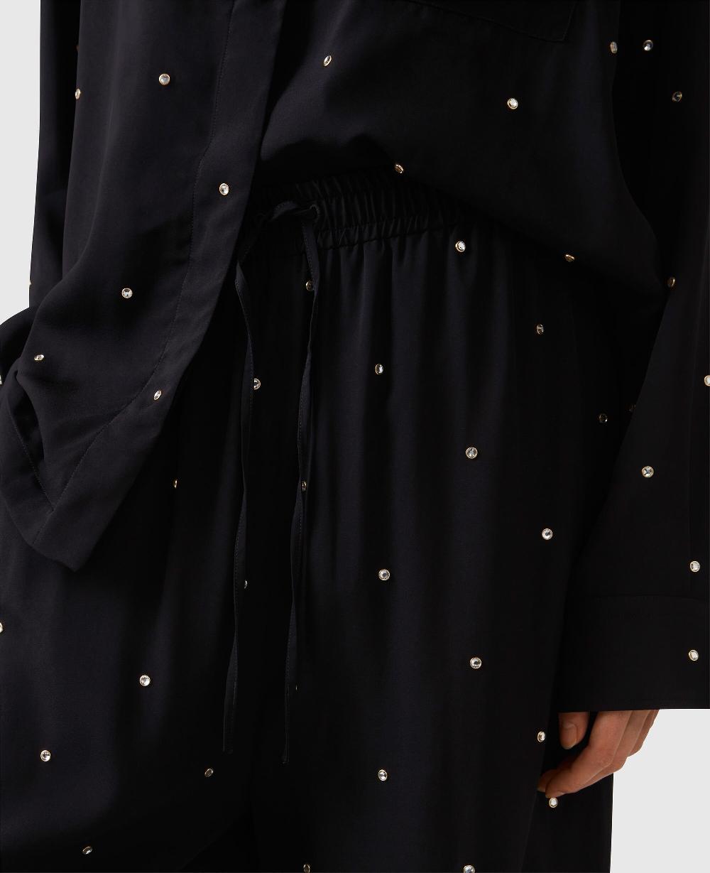 Stella Lead-Free Crystal High-Rise Wide-Leg Pants