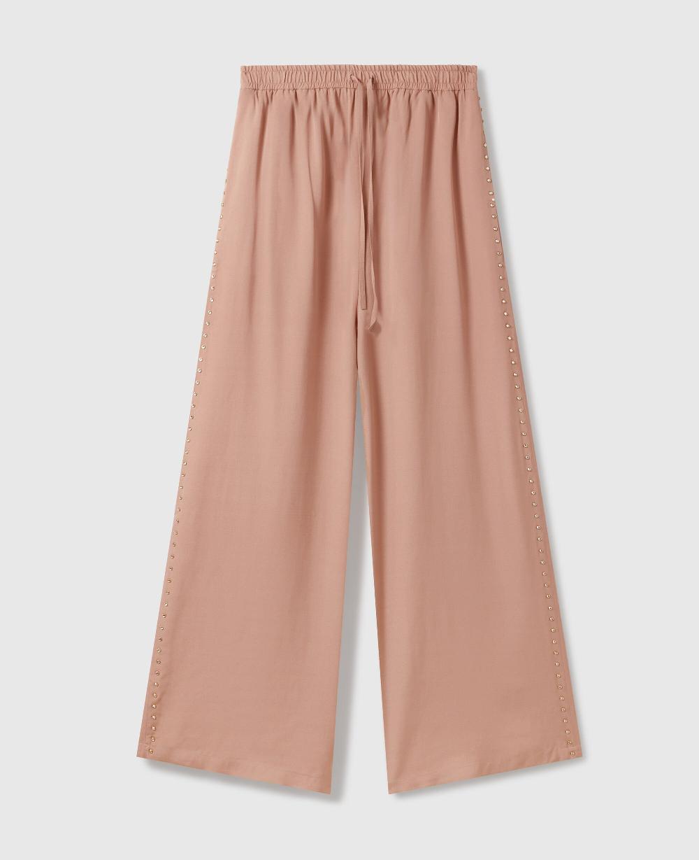 stella Lead-Free Crystal High-Rise Wide-Leg Pants