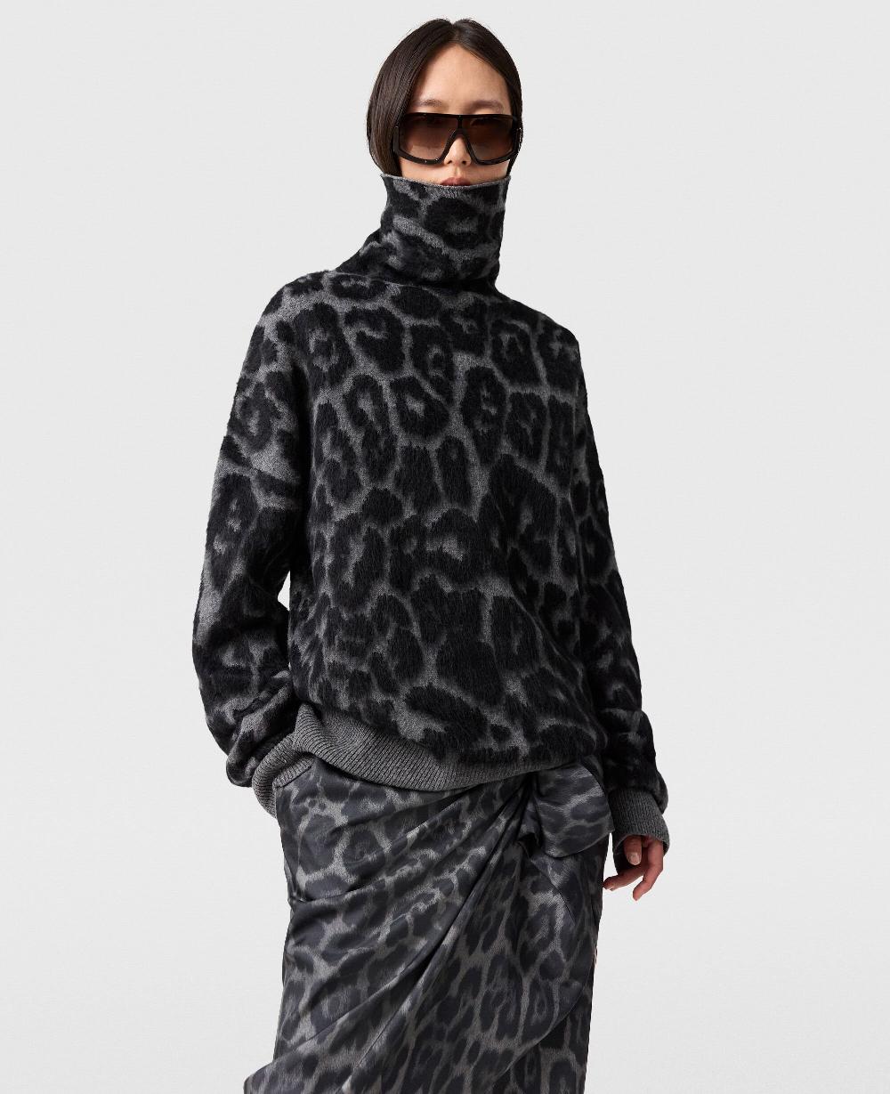 Stella Leopard Jacquard Turtleneck Sweater