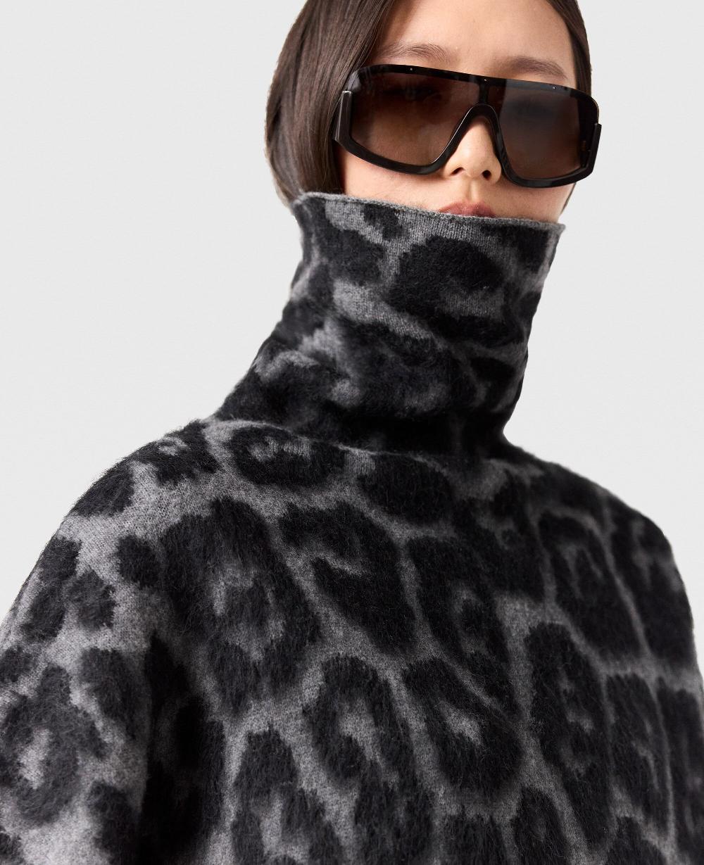Stella Leopard Jacquard Turtleneck Sweater