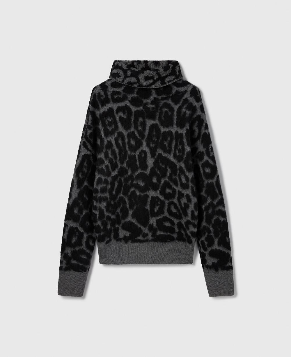 stella Leopard Jacquard Turtleneck Sweater