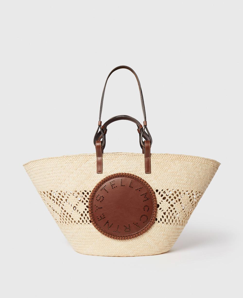stella Logo Raffia Crochet Large Tote Bag