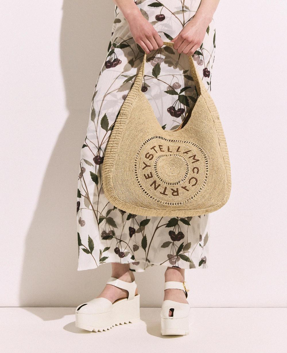 Stella Logo Raffia Slouchy Large Tote Bag