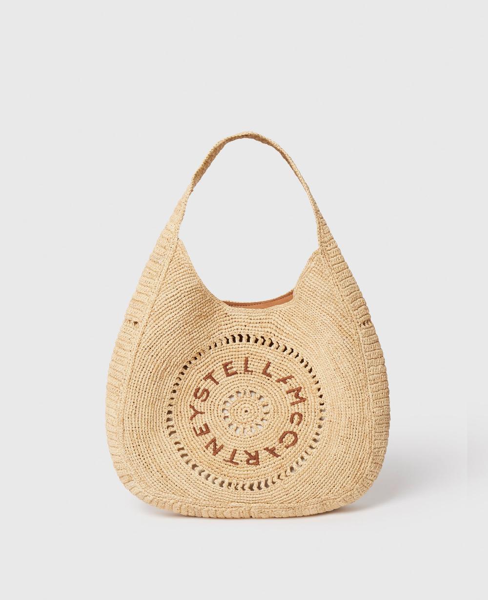 stella Logo Raffia Slouchy Medium Tote Bag