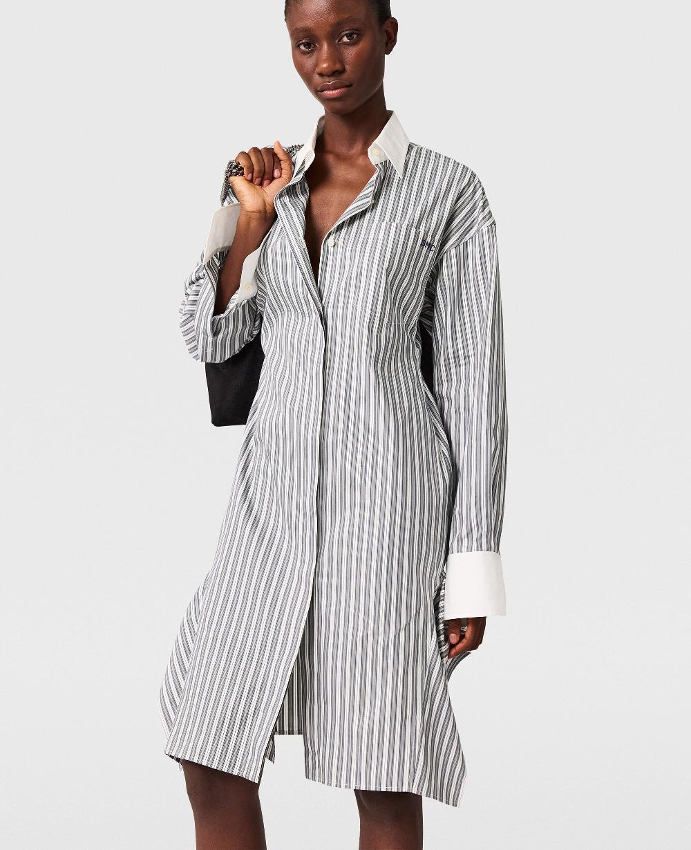 Stella Long-Sleeve Pinstripe Shirt Dress