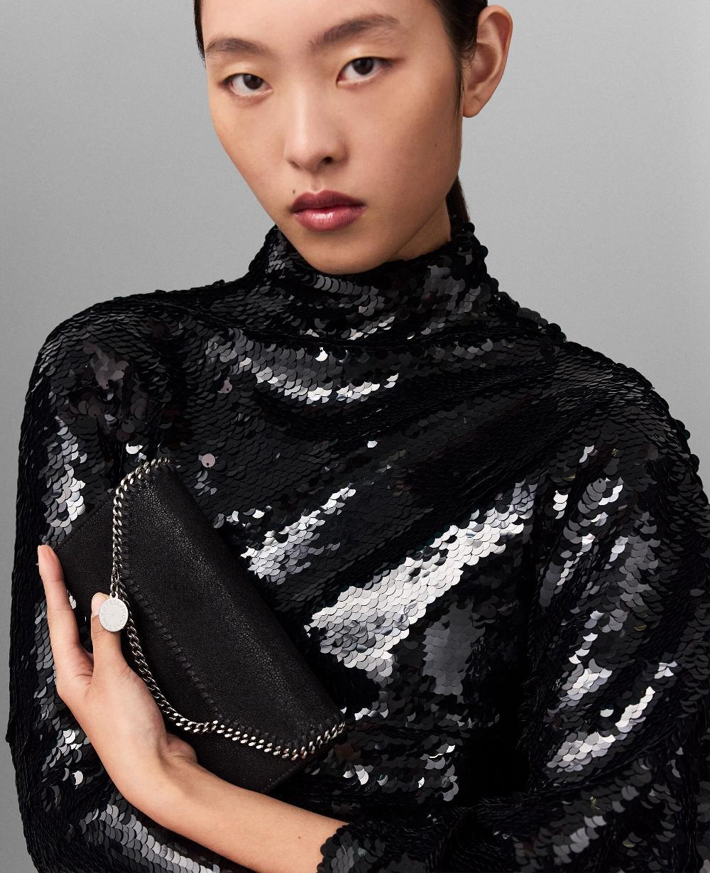 Stella Long-Sleeve Sequin Draped Mini Dress