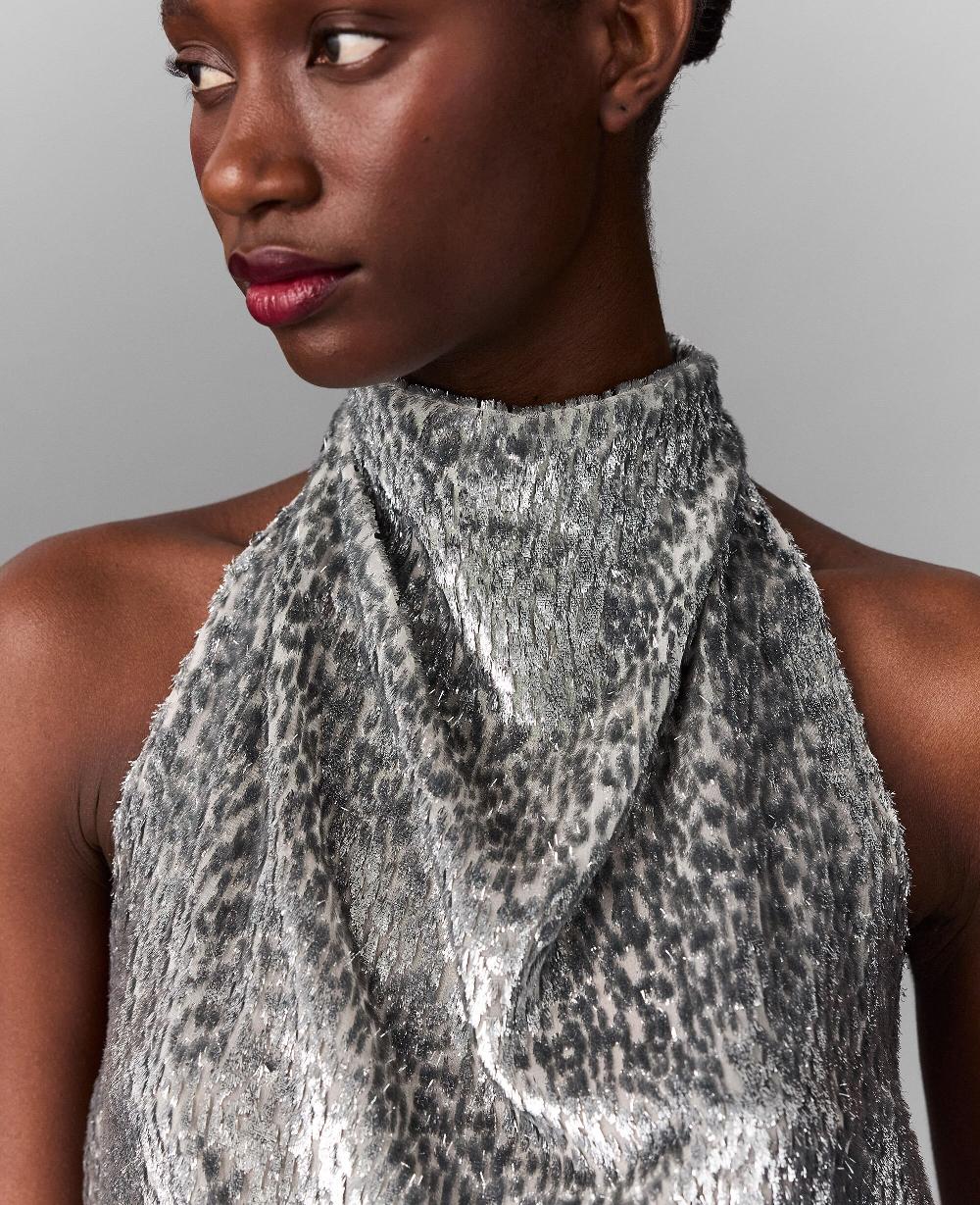 Stella Metallic Velvet Halterneck Top