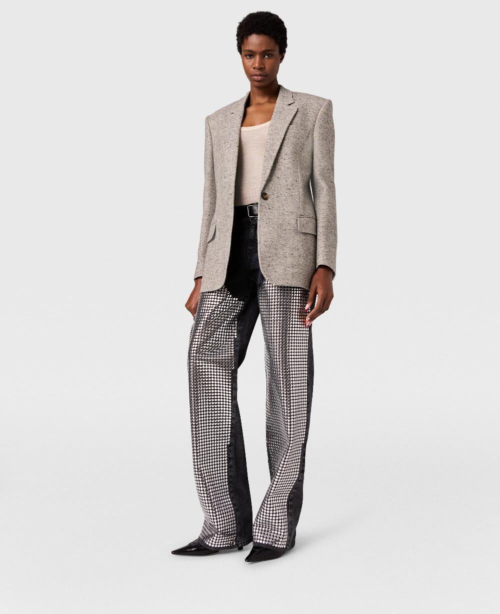 Stella Mirror-Embellished Denim Chap Jeans