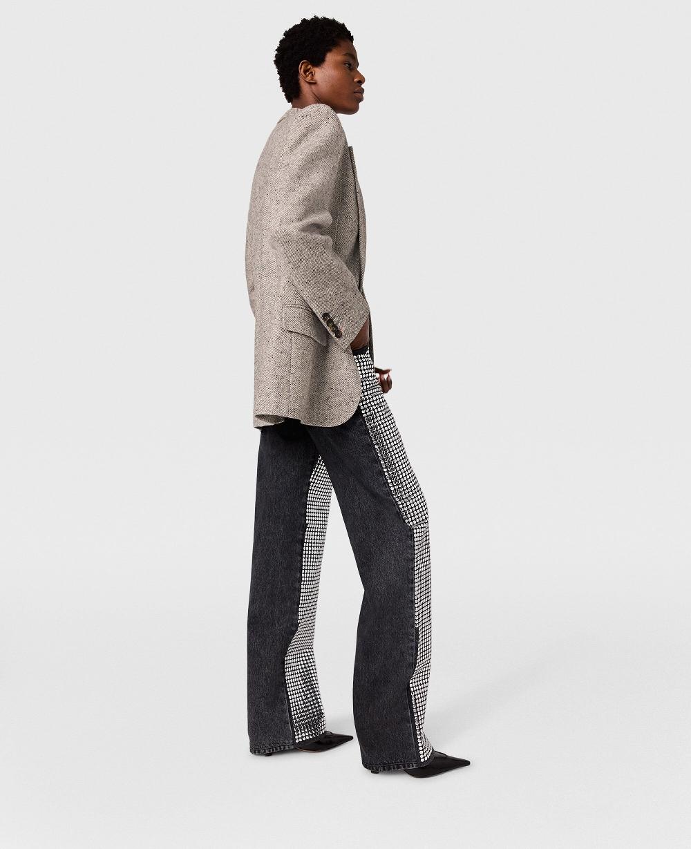 Stella Mirror-Embellished Denim Chap Jeans