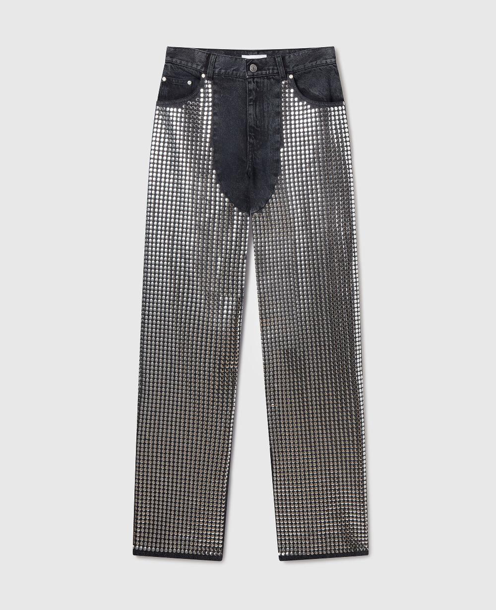 stella Mirror-Embellished Denim Chap Jeans