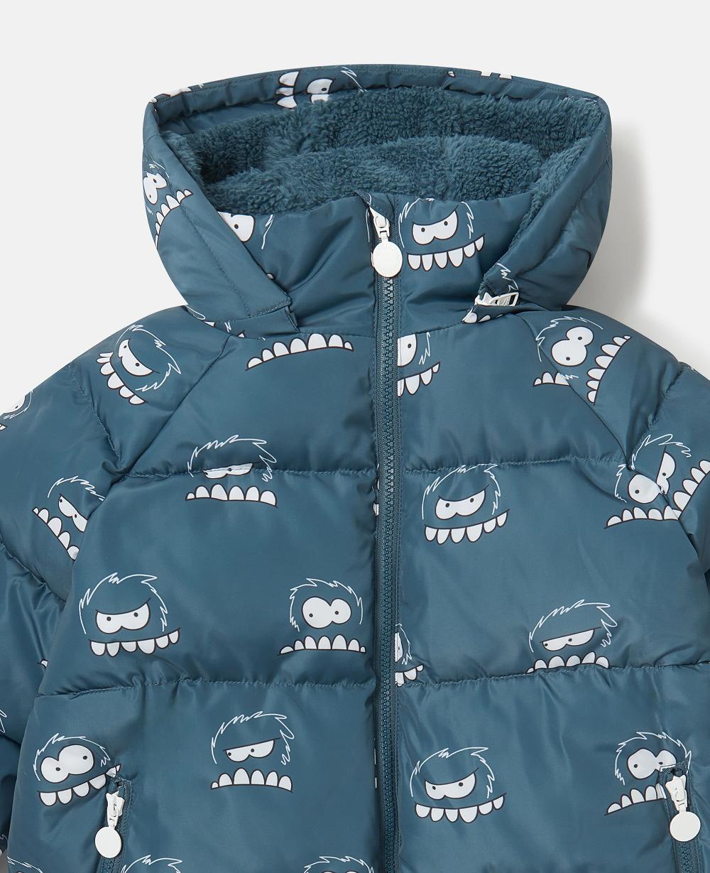 Stella Monster Print Hooded Puffer Coat