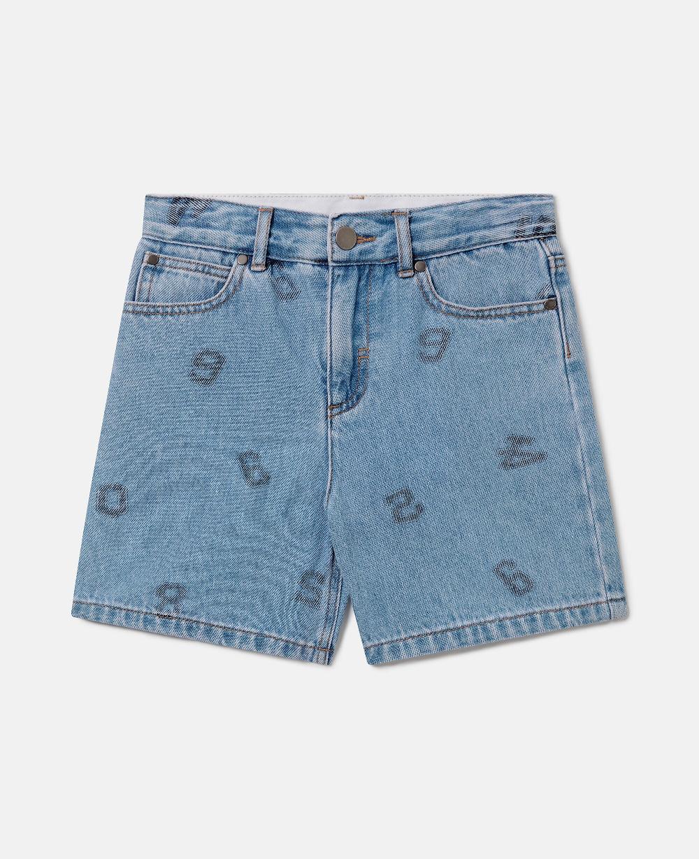 stella Numbers Print Denim Shorts