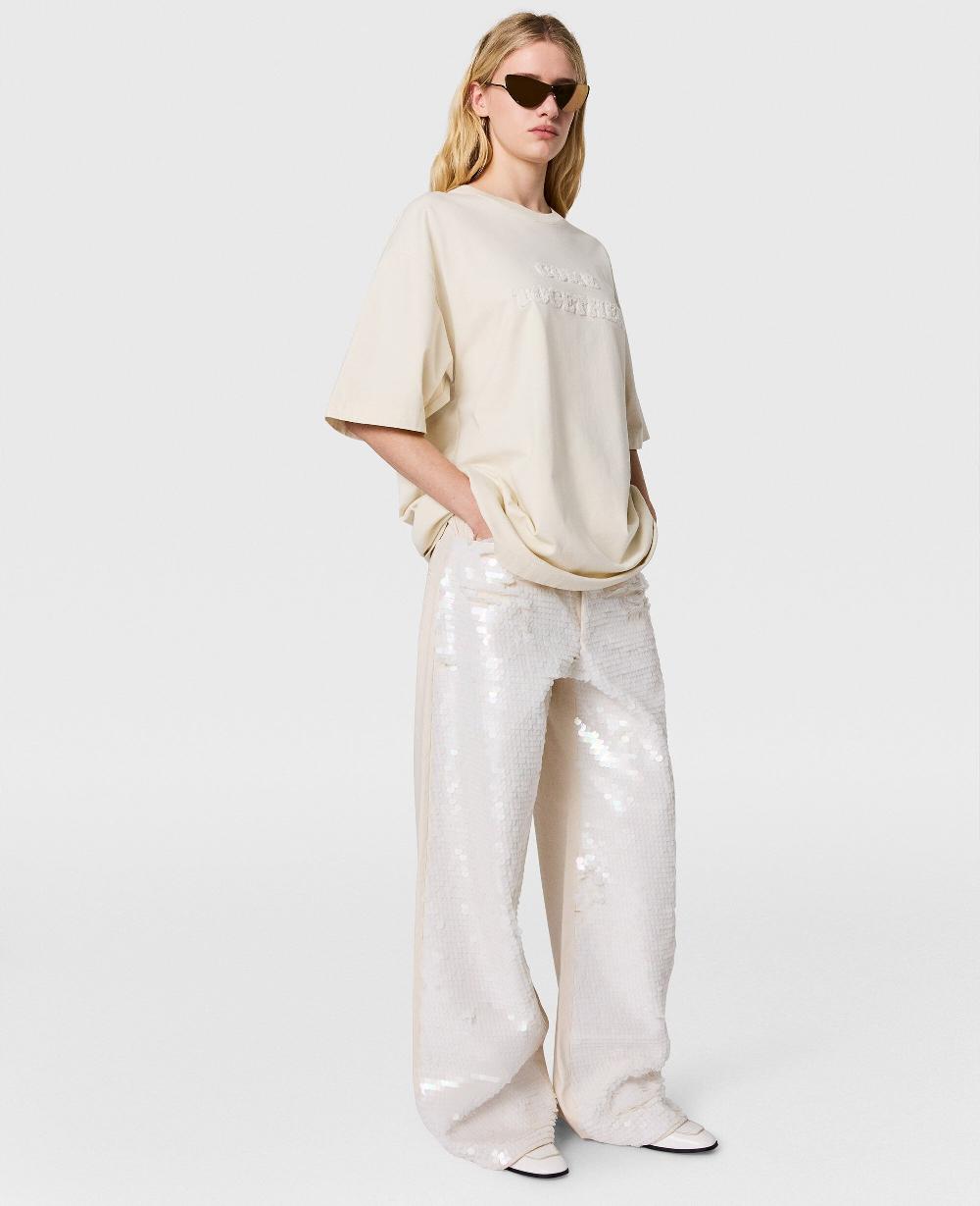 Stella Opalescent Sequin Wide-Leg Jeans