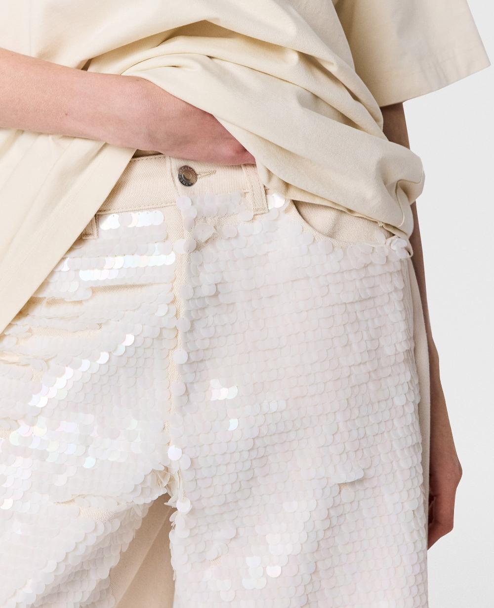 Stella Opalescent Sequin Wide-Leg Jeans