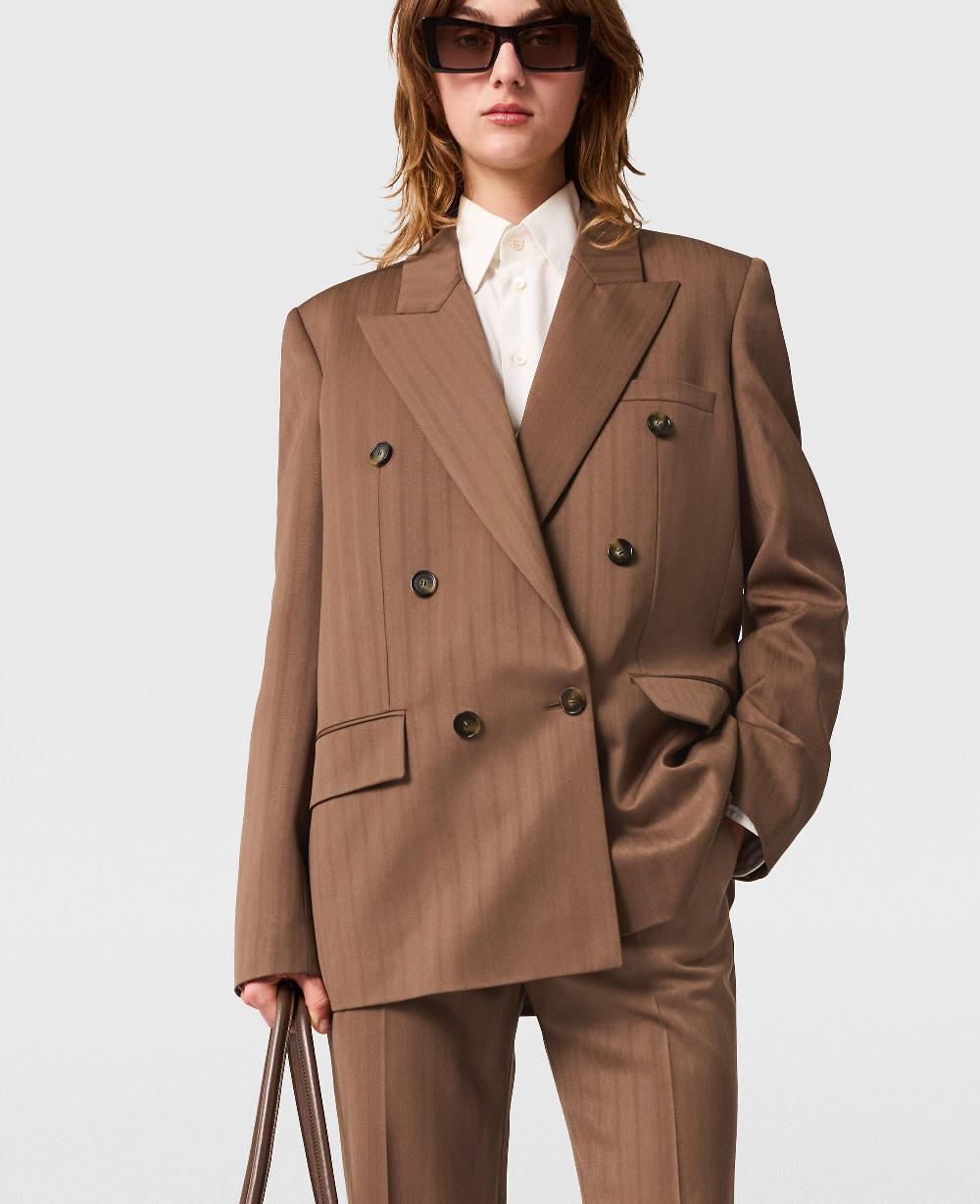 Stella Oversized Pinstripe Double-Breasted Blazer