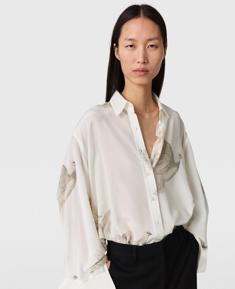 Stella Oversized Sheer Dove Print Shirt