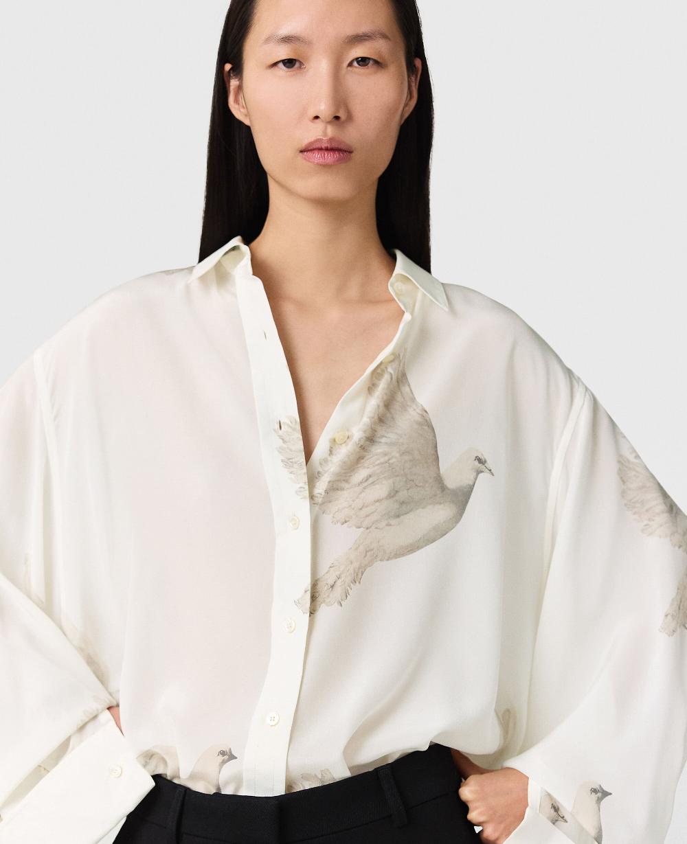 Stella Oversized Sheer Dove Print Shirt