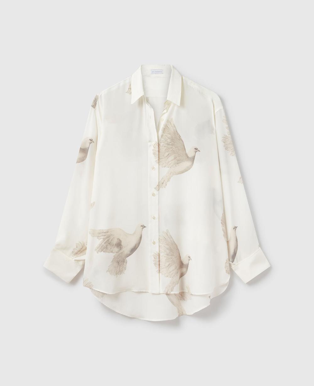stella Oversized Sheer Dove Print Shirt