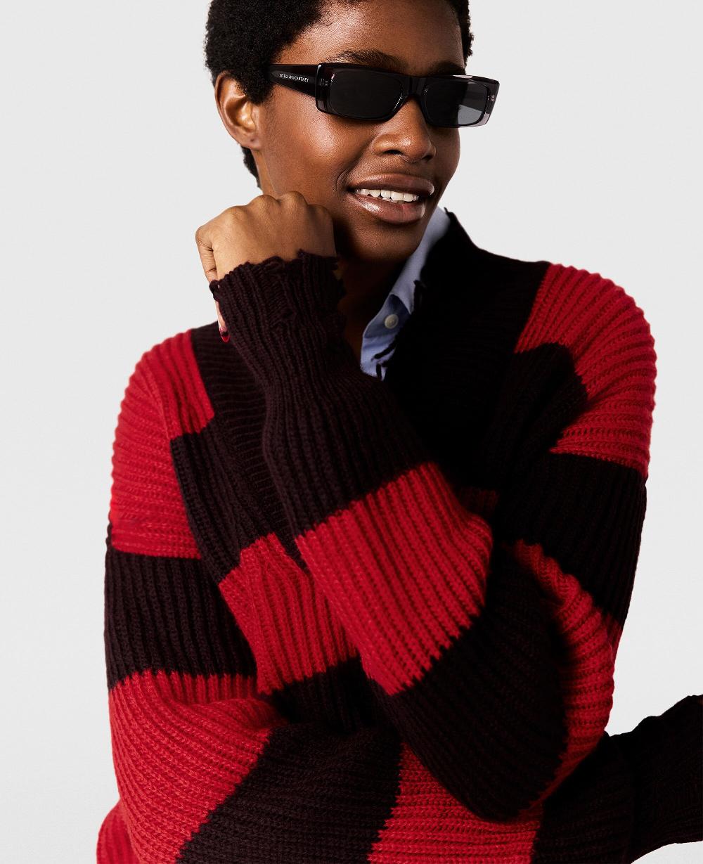 Stella Oversized Striped V-Neck Sweater