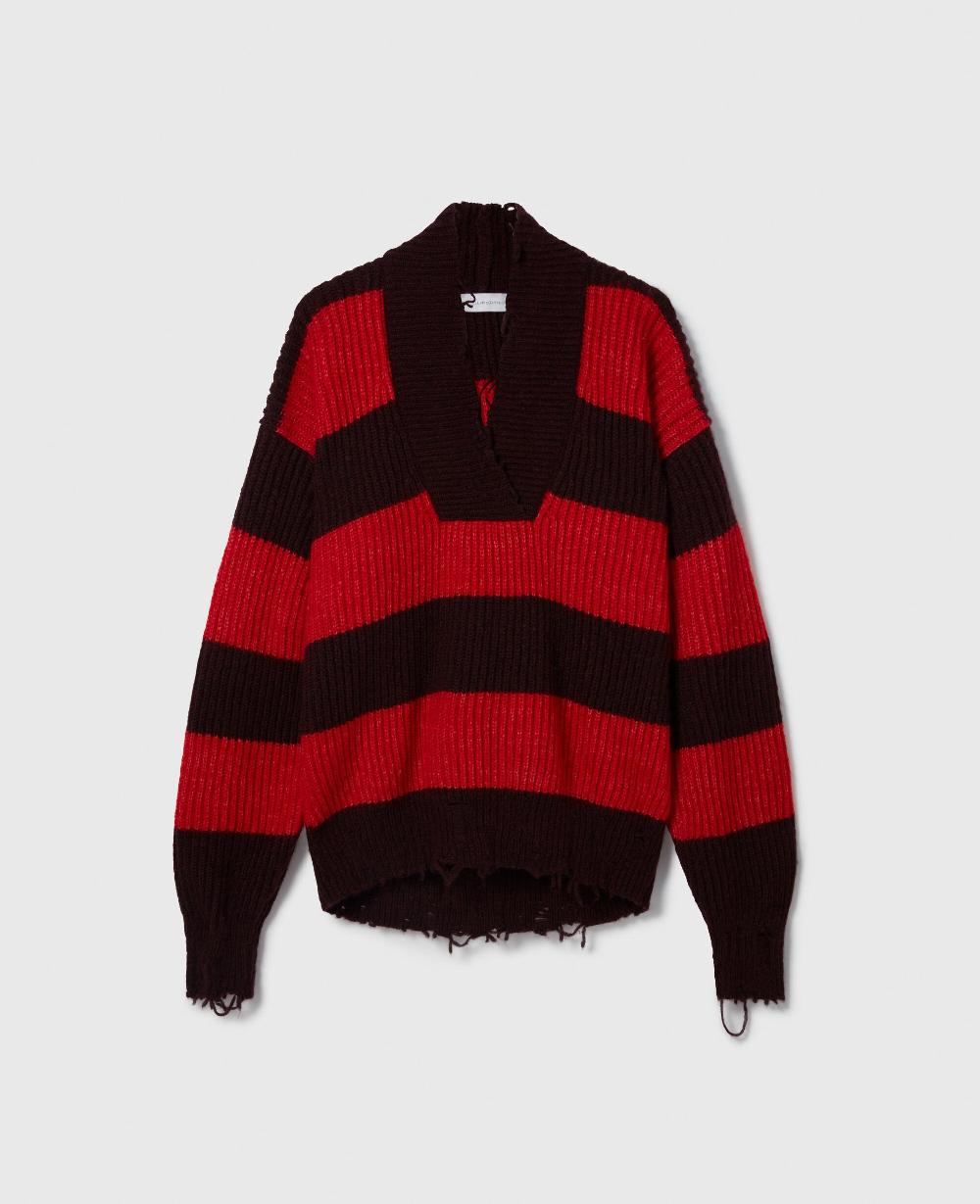 stella Oversized Striped V-Neck Sweater