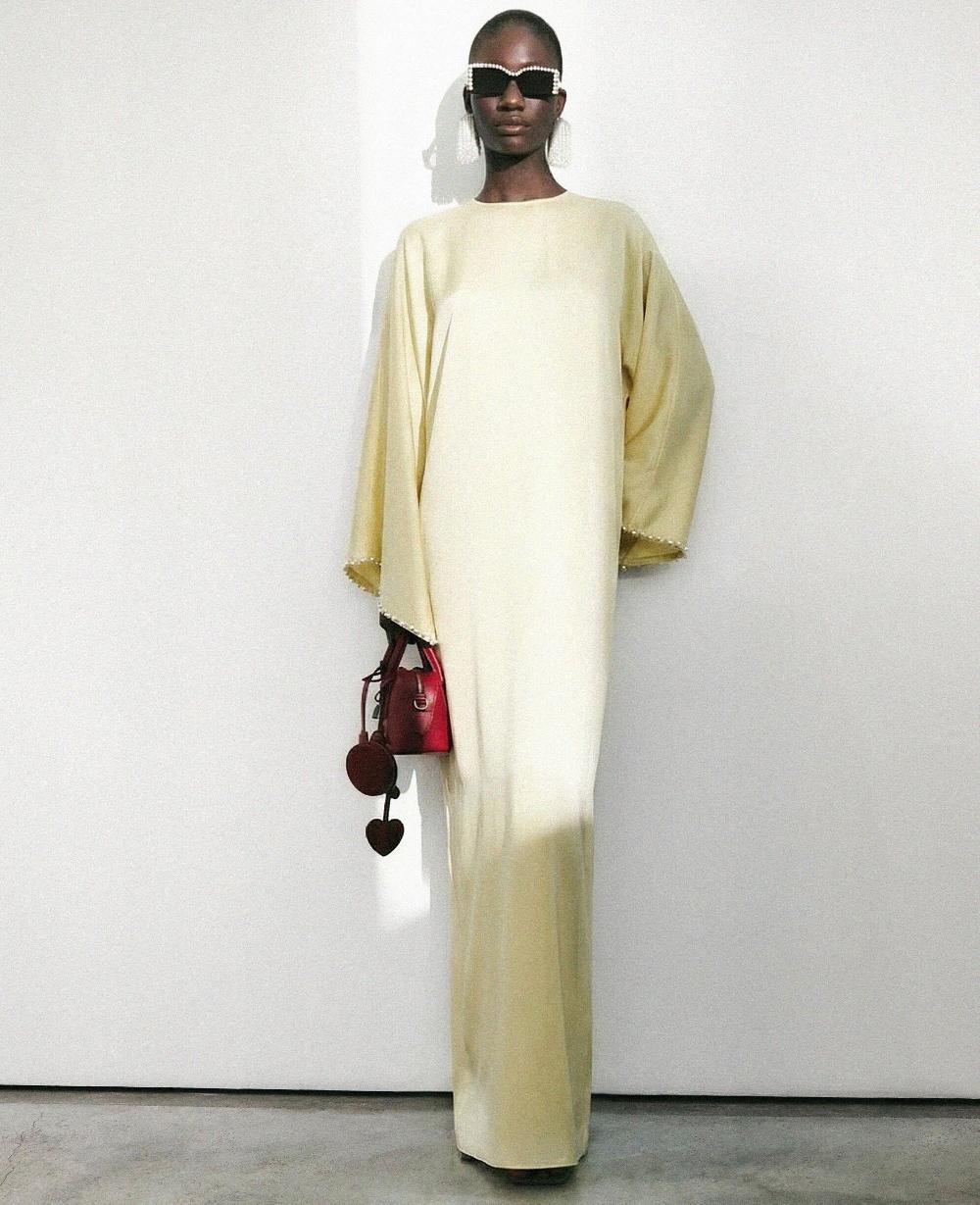 Stella Pearl-Embellished Satin Maxi Dress