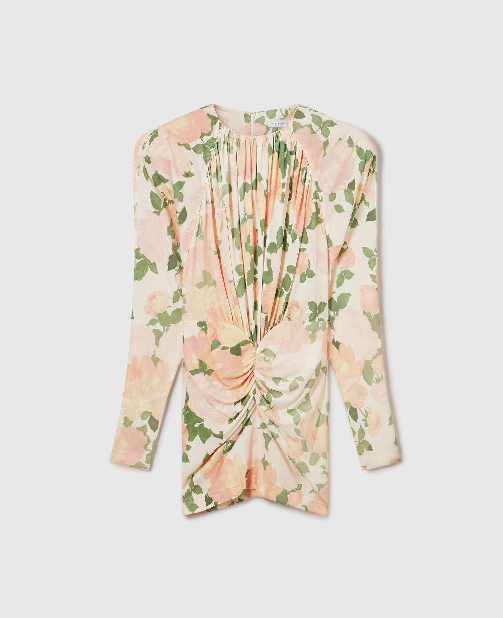 stella Peony Print Long-Sleeve Mini Dress