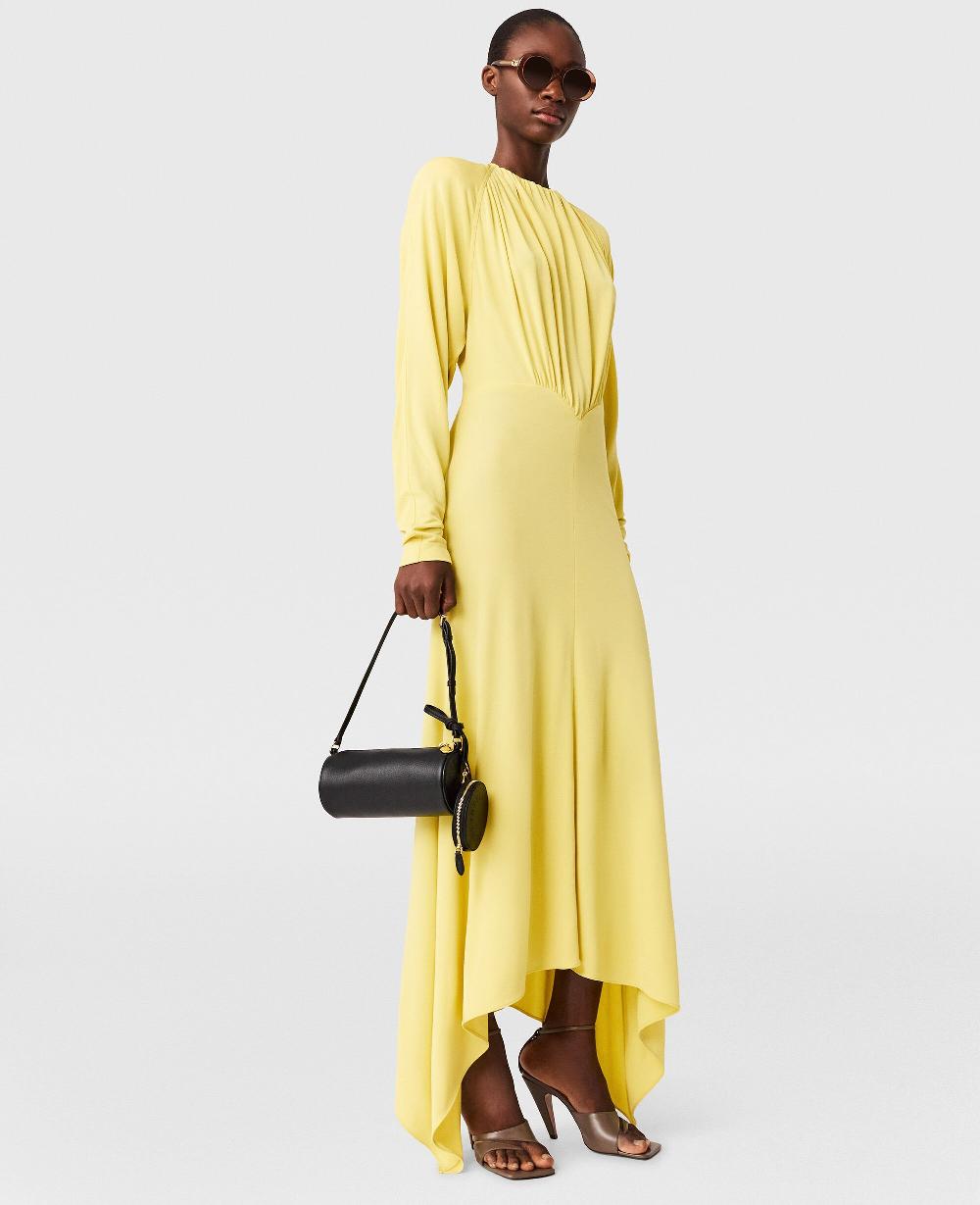 Stella Pleated Jersey Long-Sleeve Maxi Dress