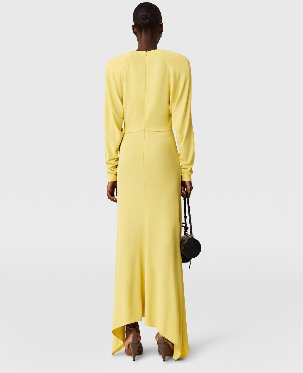 Stella Pleated Jersey Long-Sleeve Maxi Dress