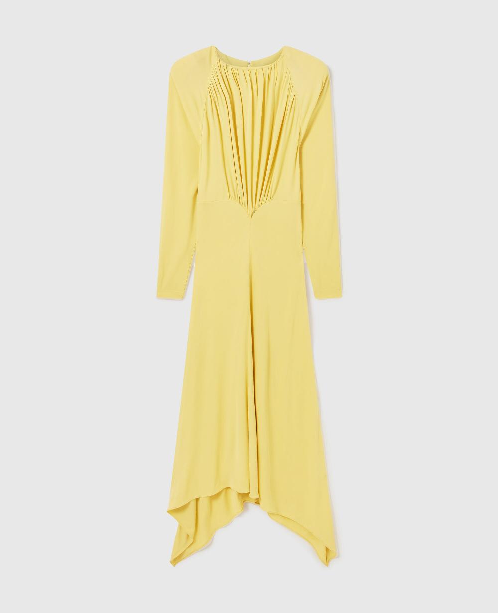 stella Pleated Jersey Long-Sleeve Maxi Dress