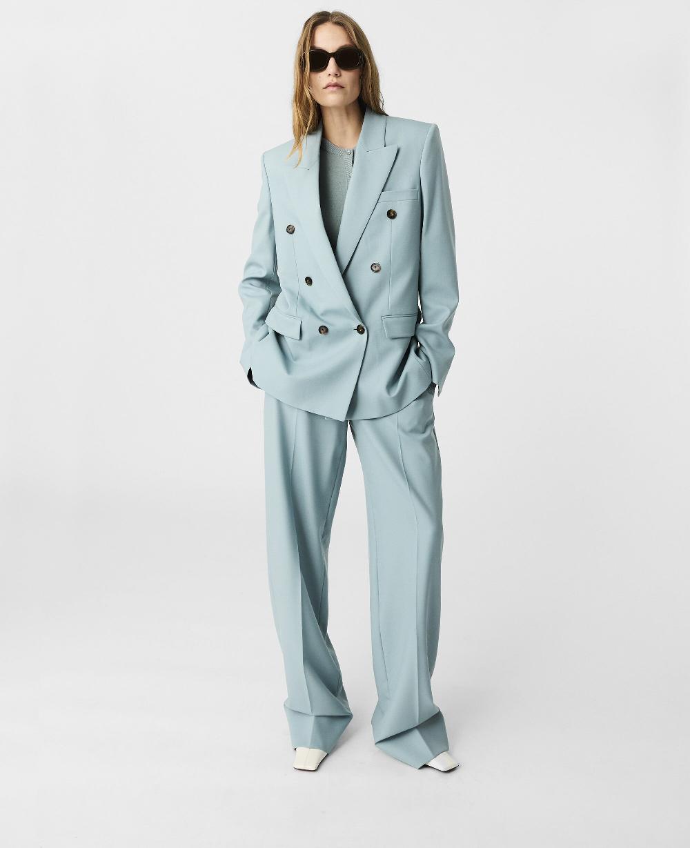 Stella Pleated Straight-Leg Pants