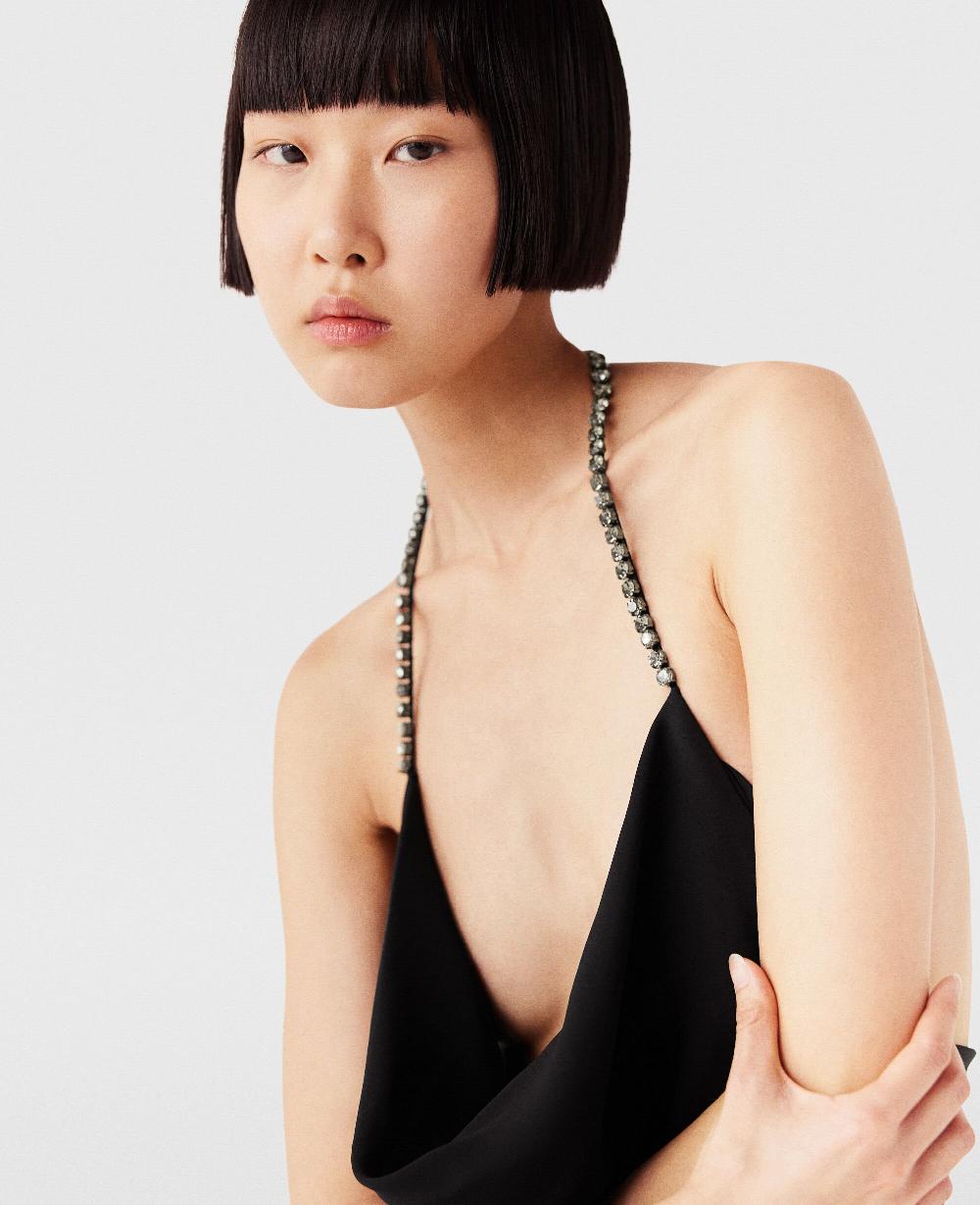 Stella Plunge Crystal Halterneck Maxi Dress