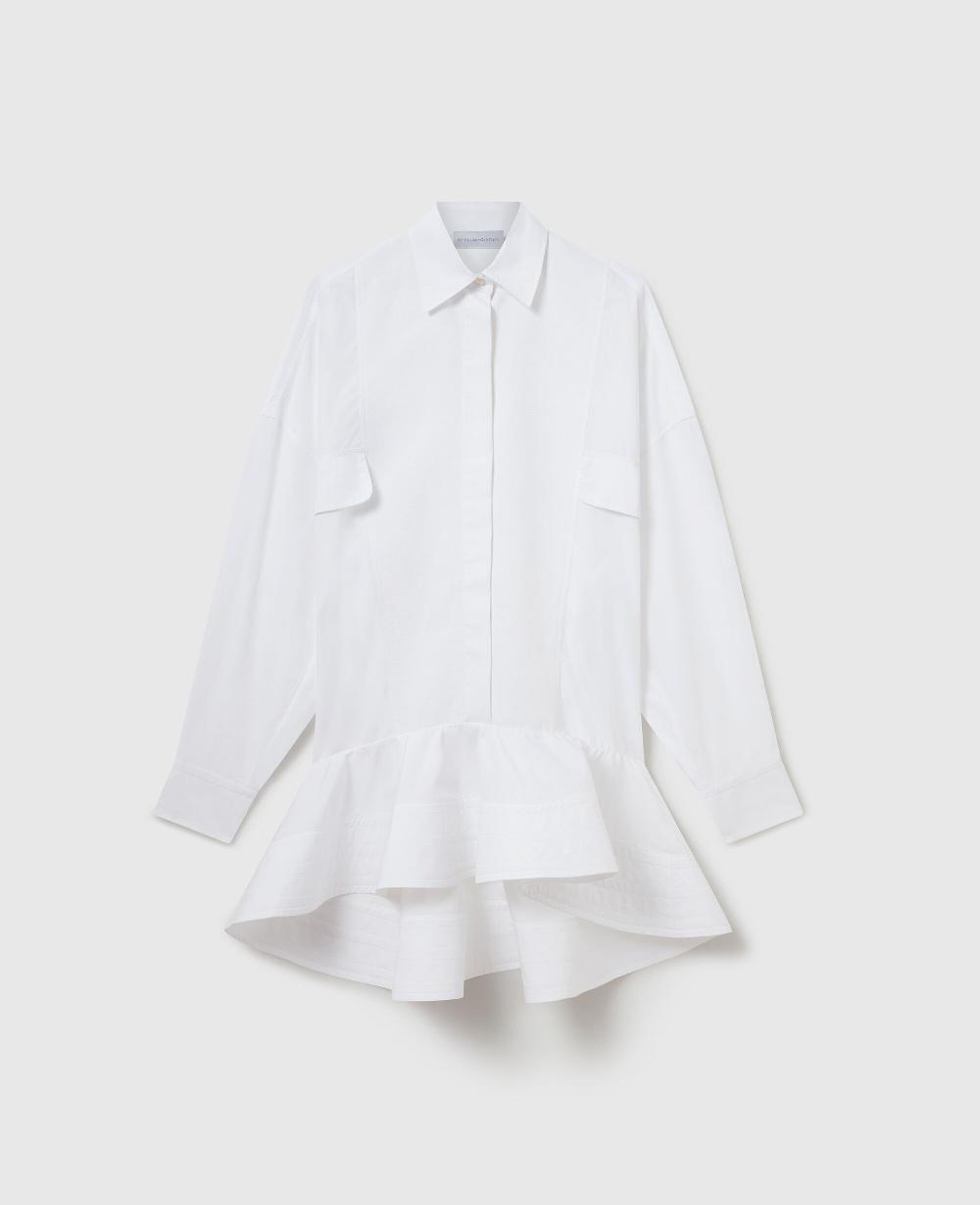 stella Poplin Peplum Piqué Shirt Dress