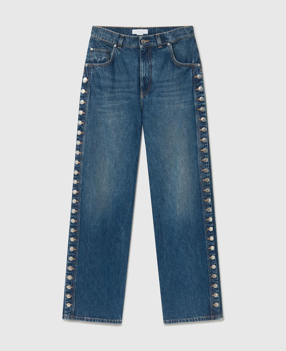 stella Popper-Studded Straight-Leg Jeans