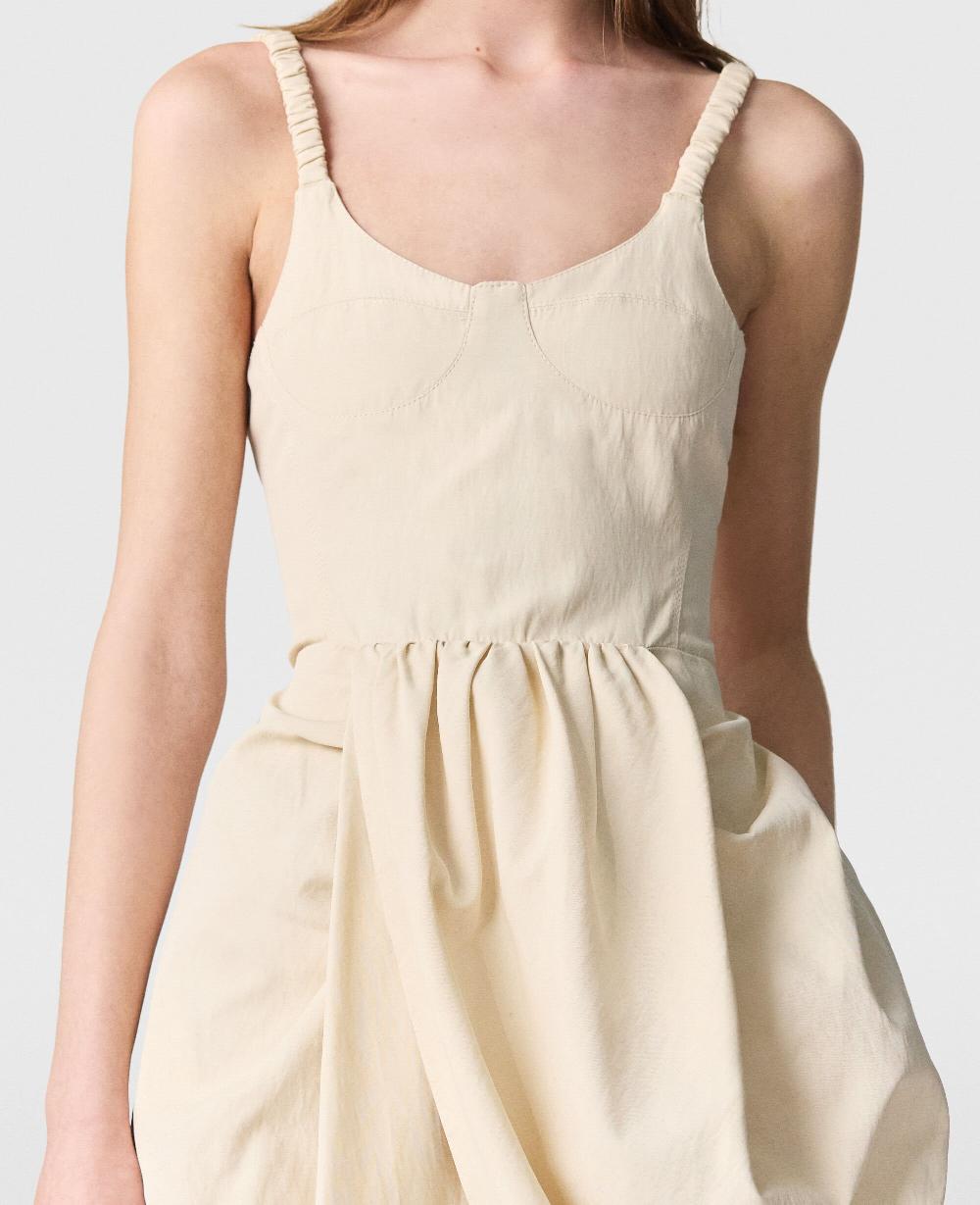 Stella Ruched Strap Pleated Skirt Midi Dress