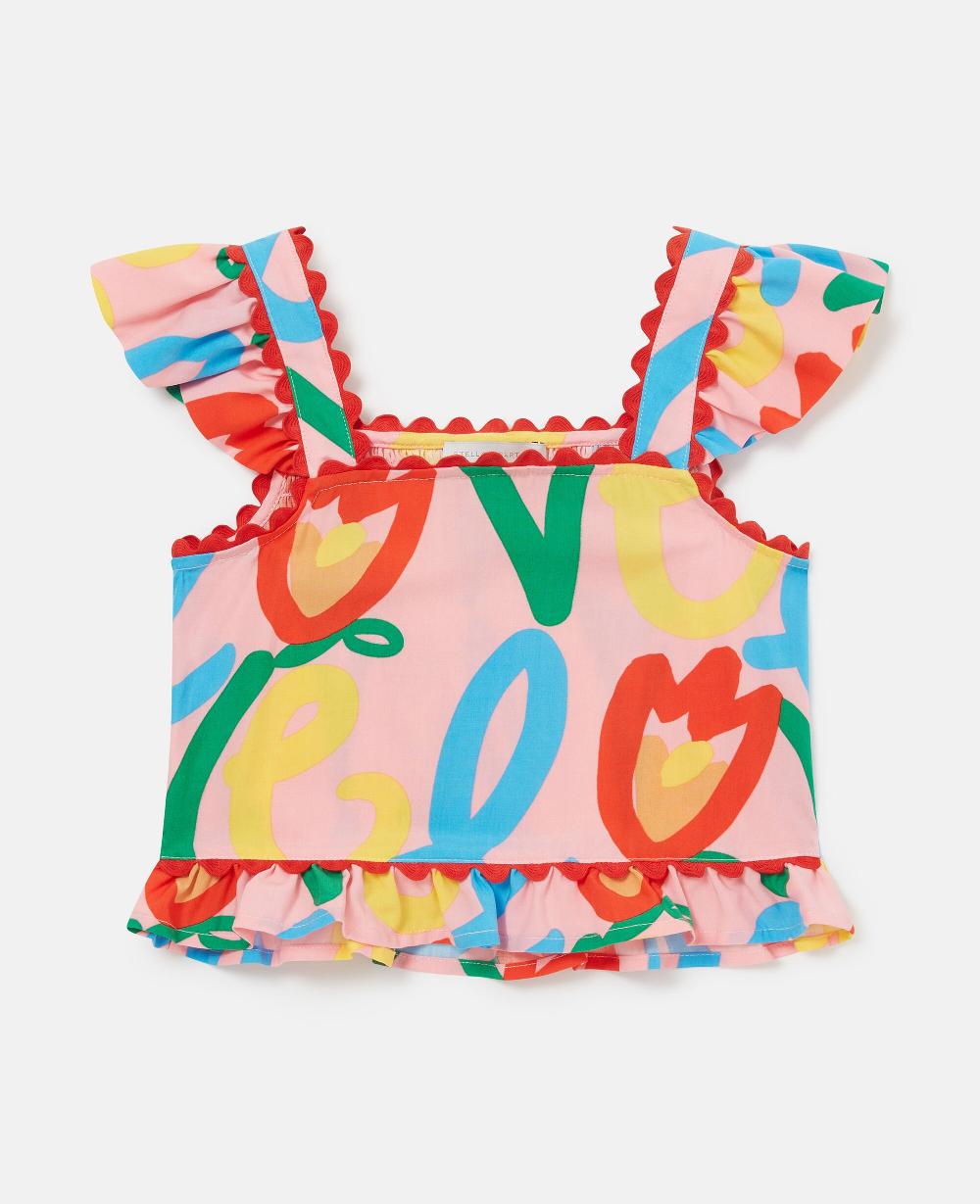 stella Ruffle Sleeve Graphic Top