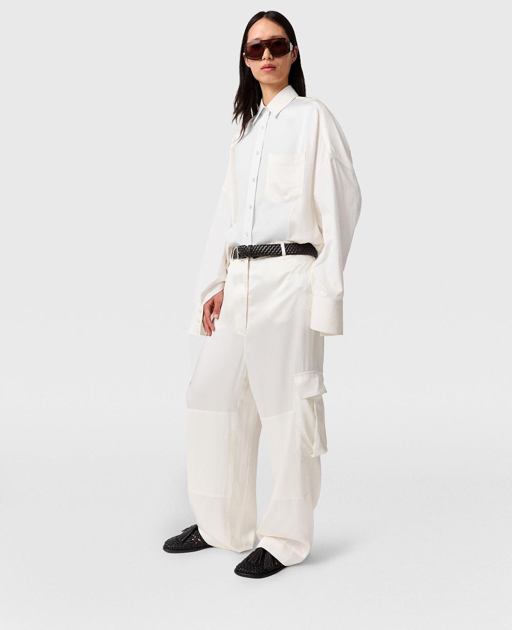 Stella Satin Paneled Slouchy Cargo Pants
