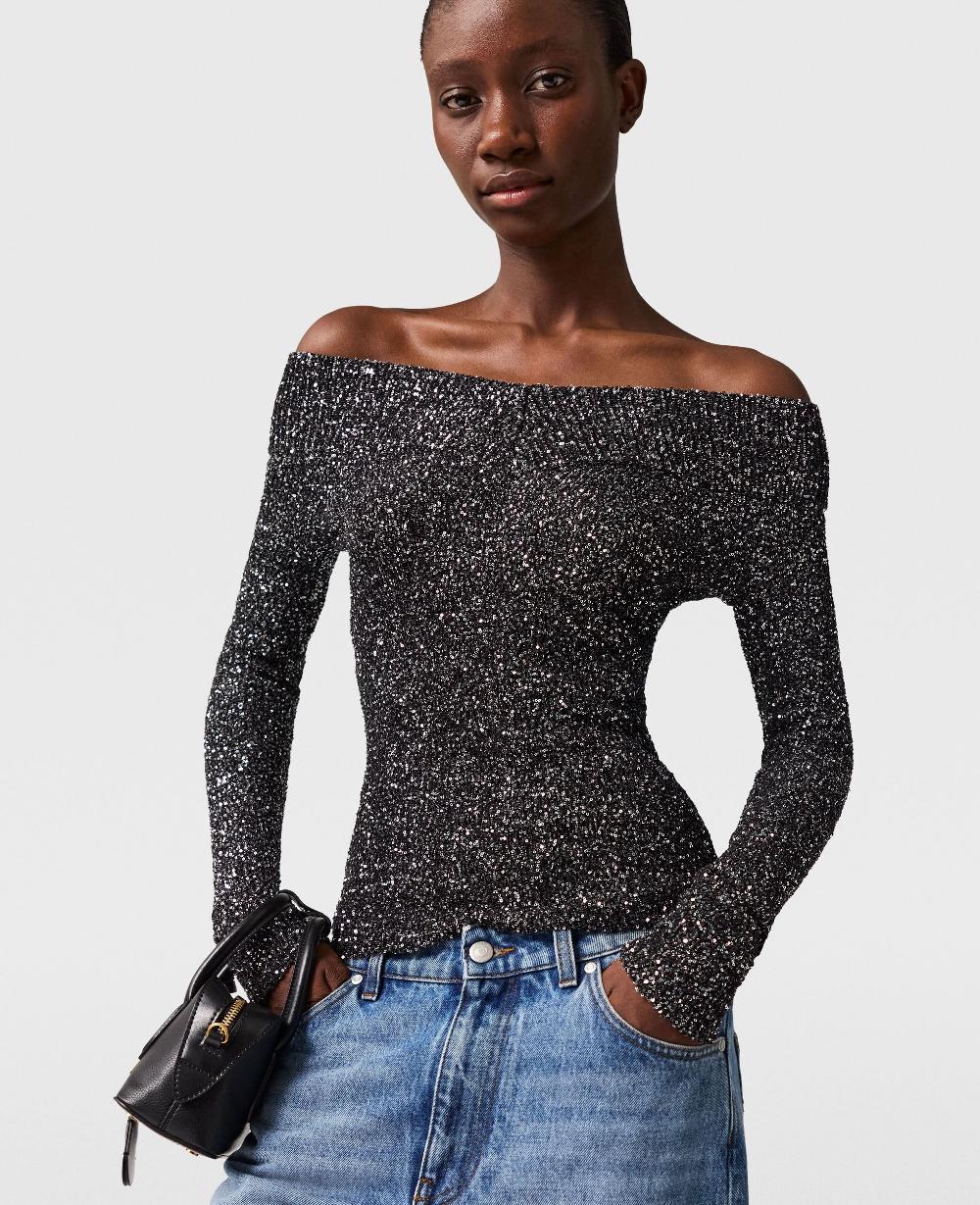 Stella Sequin Off-Shoulder Sweater
