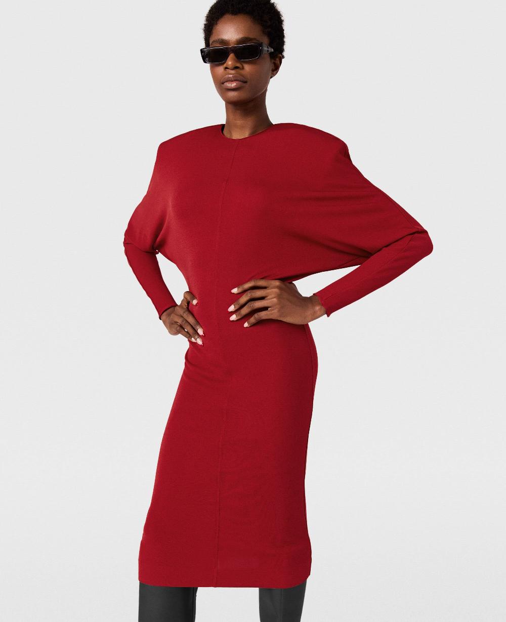 Stella Shoulder Pad Long-Sleeved Midi Dress