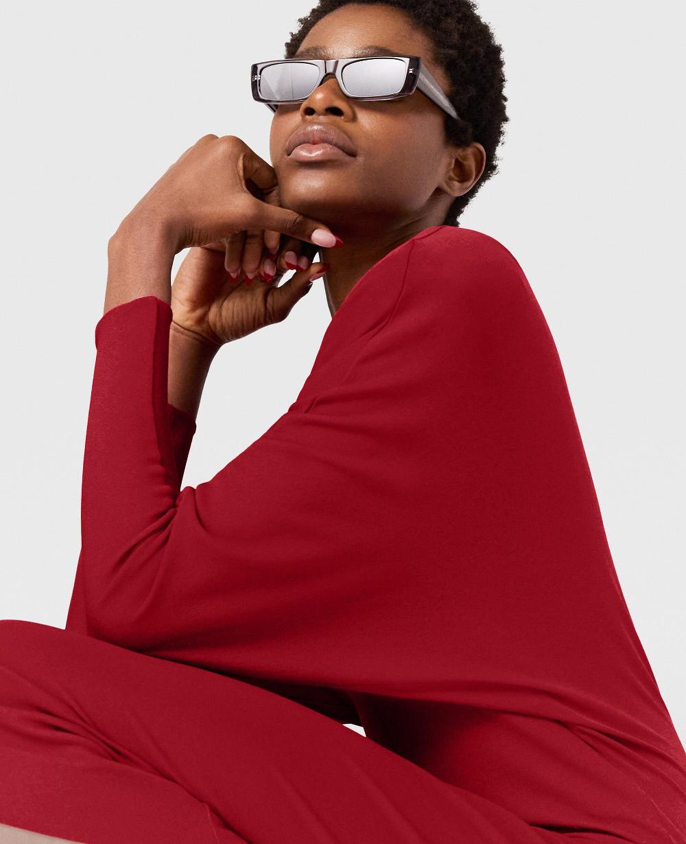 Stella Shoulder Pad Long-Sleeved Midi Dress